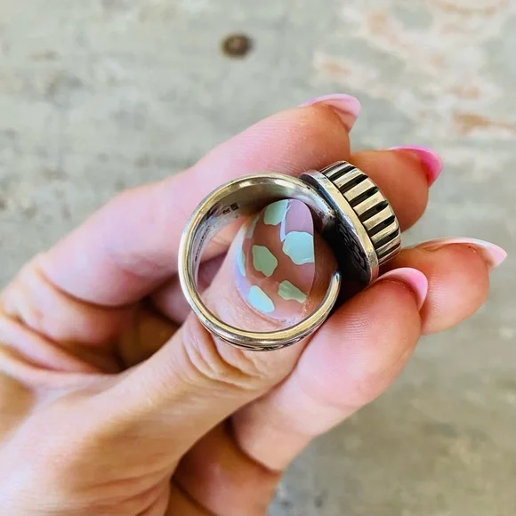 ♥️ Navajo ♥️ Aaron John Sterling Silver & Turquoise Ring - Picture 8 of 13